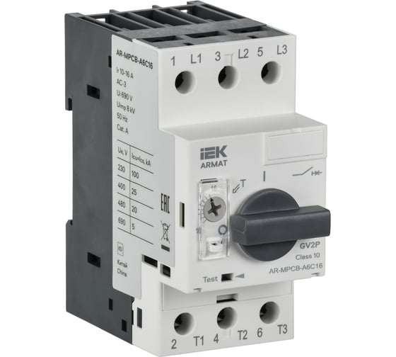 Изображение товара Автоматический выключатель защиты двигателя IEK ARMAT A6 GV2P 10-16А AR-MPCB-A6C16