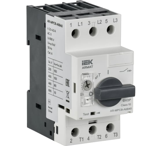 Изображение товара Автоматический выключатель защиты двигателя IEK ARMAT A6 GV2P 2,5-4А AR-MPCB-A6B40