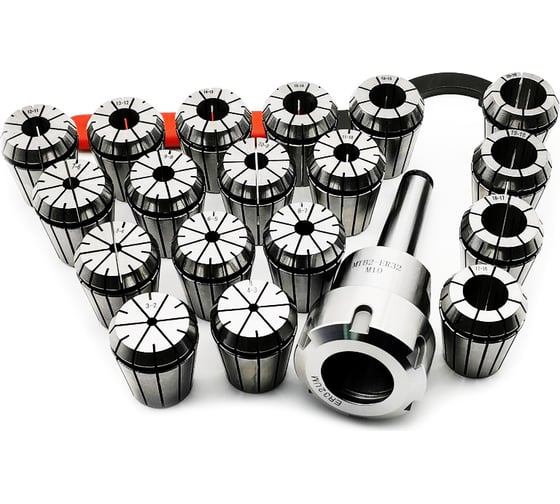 Изображение товара Патрон цанговый КМ2-ER32 с набором цанг 18 шт, 3-20 мм ТЕХНОРЕАЛ МА320053024