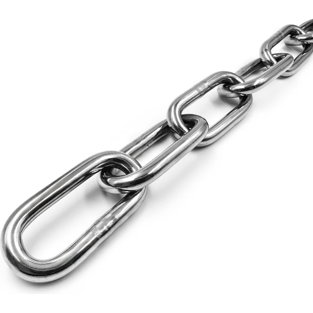 Изображение товара Цепь нержавеющая KREPFIELD 8х52 мм DIN 763 А2 сварная длиннозвенная 25 метров 763А2ЦЕПЬ8ММ-25