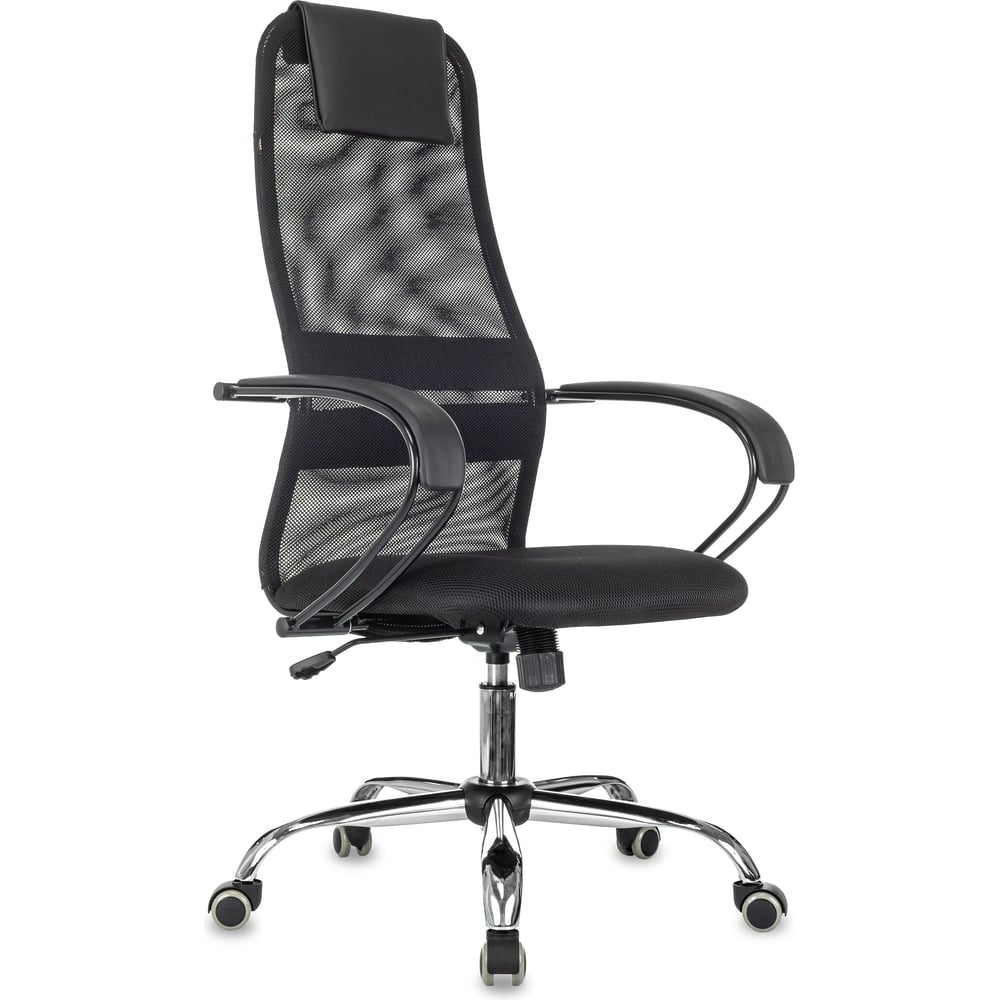 Изображение товара Офисное кресло Gigant GCH-12 черное ткань и сетка с подлокотниками и хромированной крестовиной