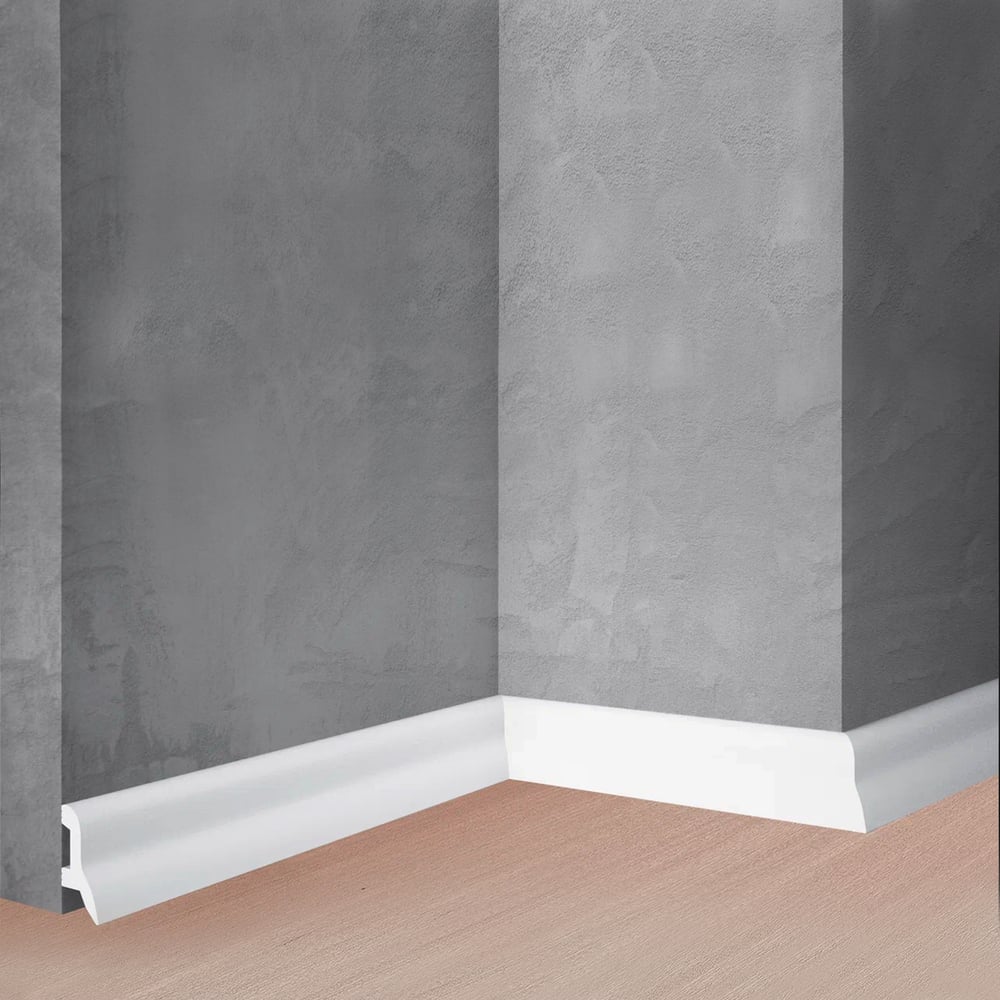 Изображение товара Напольный плинтус Stenopol 42x21 мм белый влагостойкий для покраски и подсветки