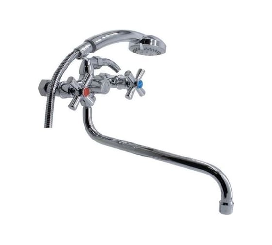 Изображение товара Смеситель для ванны Damento PURA BA14.30, 1/2 керамика, хром, излив 390 мм, лейка 3 режима (1/10) 000028