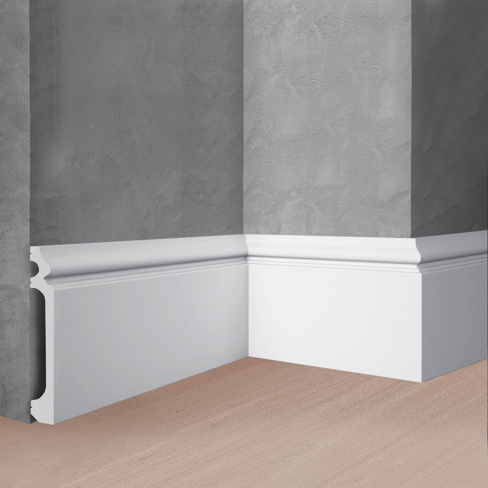 Изображение товара Напольный плинтус Stenopol C7118 влагостойкий для покраски 138х18х2000 мм