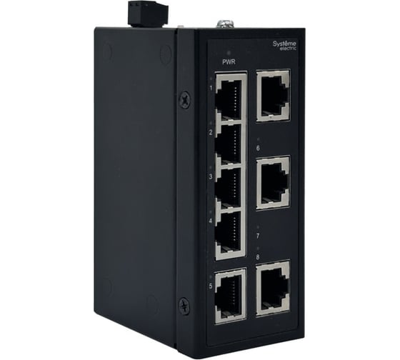 Изображение товара Неуправляемый промышленный коммутатор Systeme Electric Ethernet, 8x10/100/1000BaseT NSETU108T08X00A