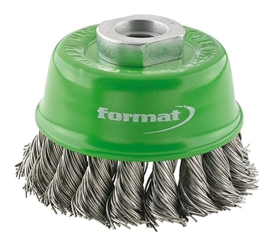 Изображение товара Щетка чашечная жгутовая для УШМ M14 65х0,35мм ворс нерж. Сталь FORMAT 7038 0005