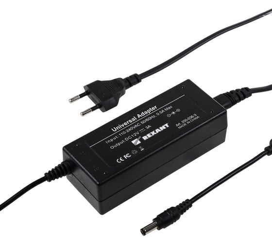 Изображение товара Блок питания REXANT 12 В 36 Вт 3 А разъем 5.5х2.1 200-036-3