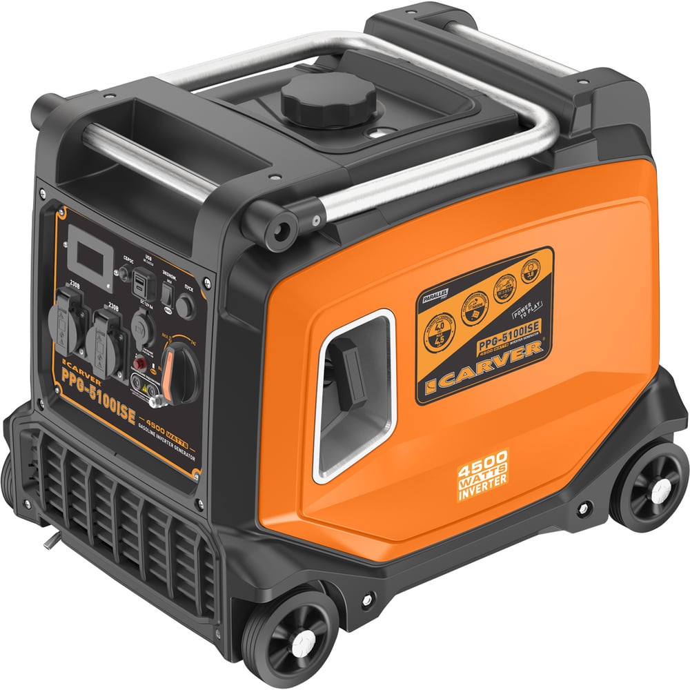 Изображение товара Инверторный генератор CARVER PPG -5100ISE 4.5 кВт бензиновый с электростартером
