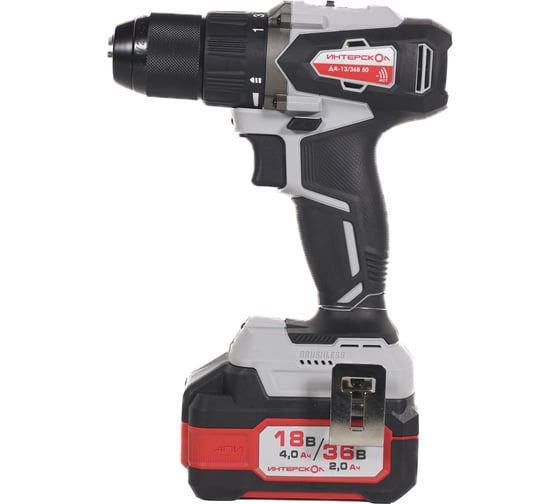 Изображение товара Бесщеточная аккумуляторная дрель-шуруповерт Интерскол ДА-13/36В 50 Li-ion АПИ, кейс, 2 аккум. 2,0Ач, ЗУ 851.2.2.70
