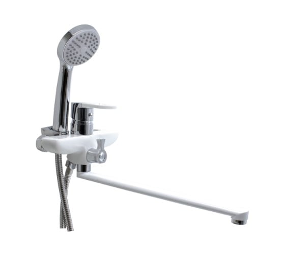 Изображение товара Смеситель для ванны Doron DВ 2126W-35L, шаровый, белый, излив 350 мм, лейка 1 режим (1/10) 003346