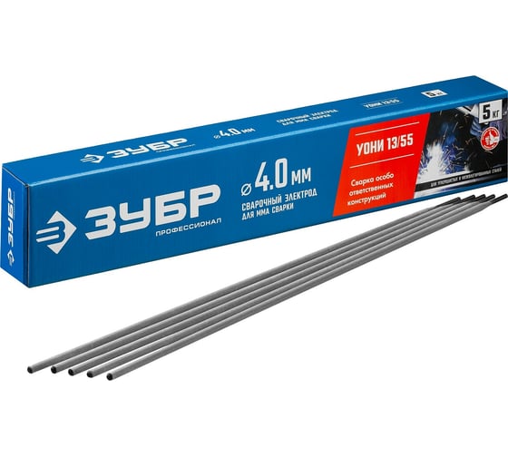 Изображение товара Электроды сварочные ЗУБР УОНИ 13/55, с основным покрытием, 4х450 мм, 5 кг 40025-4.0
