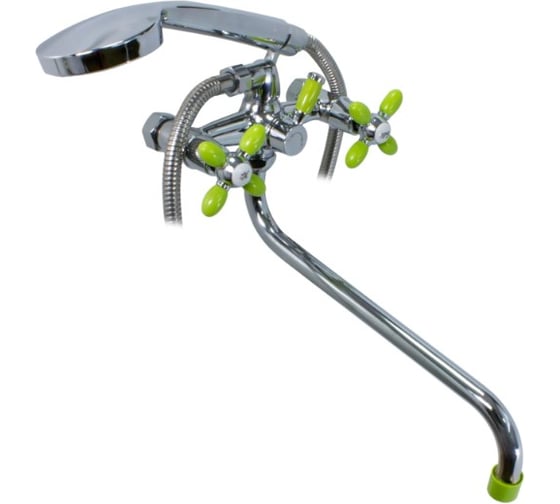 Изображение товара Смеситель для ванны Doron DВ 1314G-32S, 1/2 керамика, зеленый, излив 320 мм, лейка 1 режим (1/10) 012006