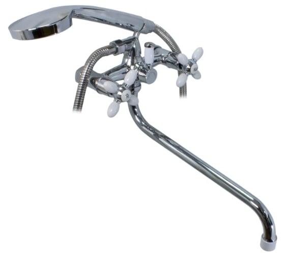 Изображение товара Смеситель для ванны Doron DВ 1314W-32S, 1/2 керамика, белый, излив 320 мм, лейка 1 режим (1/10) 012005