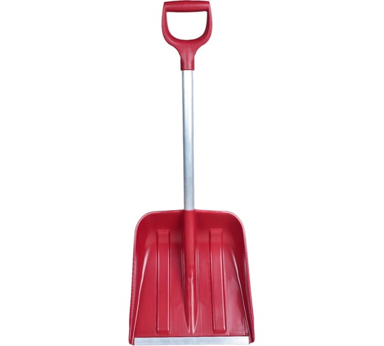 Изображение товара Компактная лопата для уборки снега Fachmann малая, с алюминиевым черенком, D образной ручкой, al. планка, бордовый 05.218