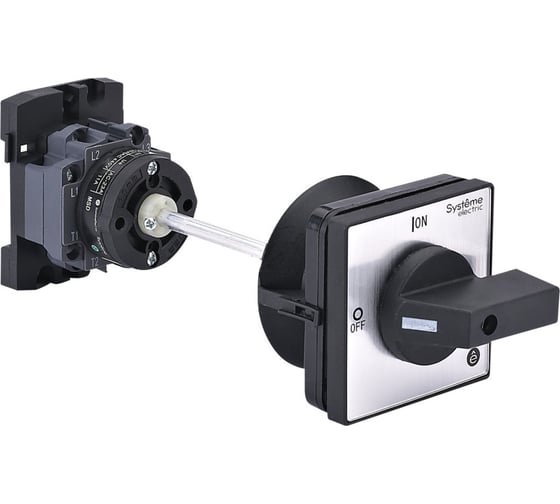 Изображение товара Выключатель-разъединитель Systeme Electric 3P, 20A, IP20, с черной выносной рукоятной на дин-рейке/плате MSD20340B