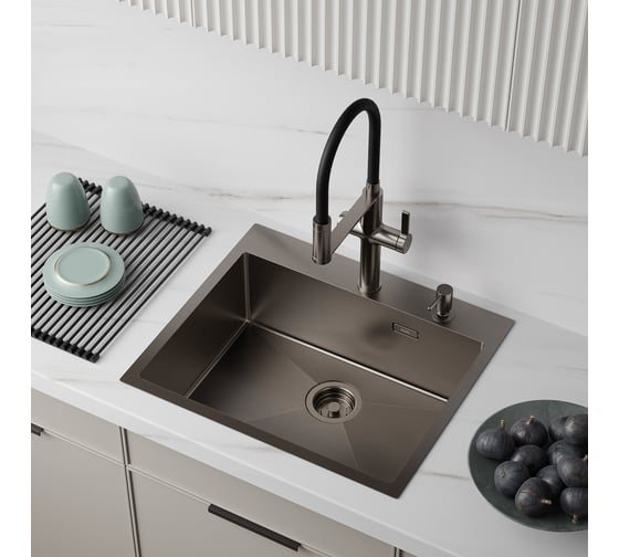 Изображение товара Мойка IDDIS Haze нерж. сталь, графит, 590х510, HAZ59GMi77