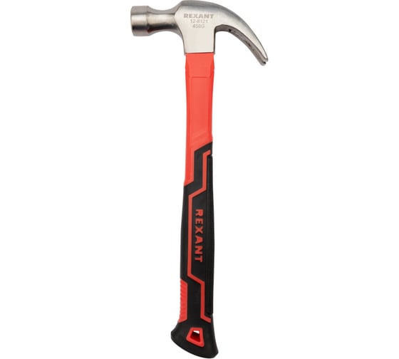 Изображение товара Молоток-гвоздодер с фибергласовой рукояткой REXANT 450 г 12-8121
