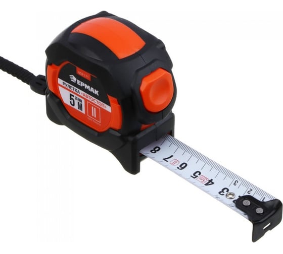 Изображение товара Рулетка ЕРМАК 5мx25мм, автостоп, TPR, ABS (XM) 658-171