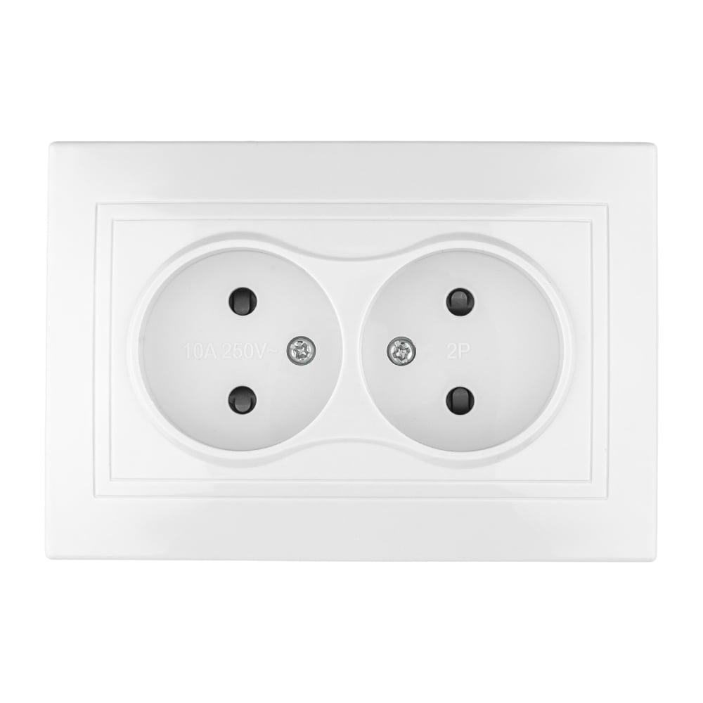 Изображение товара Двойная встраиваемая розетка TDM ELECTRIC серия Таймыр 2П 10А 250В белая