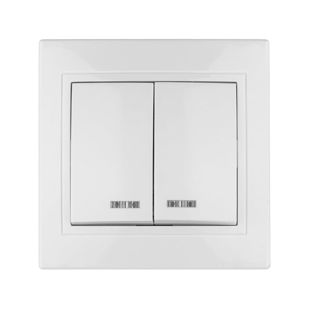 Изображение товара 2-клавишный выключатель TDM ELECTRIC с подсветкой 10А белый для скрытого монтажа