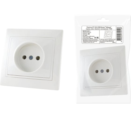 Изображение товара Розетка TDM ELECTRIC 2П 10А 250В белая Таймыр, пром. упак. 200 шт. SQ1814-0511