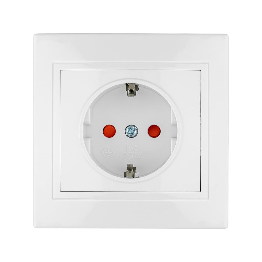 Изображение товара Розетка TDM ELECTRIC 2П+З с защитной шторкой 16А 250В белая серия Таймыр