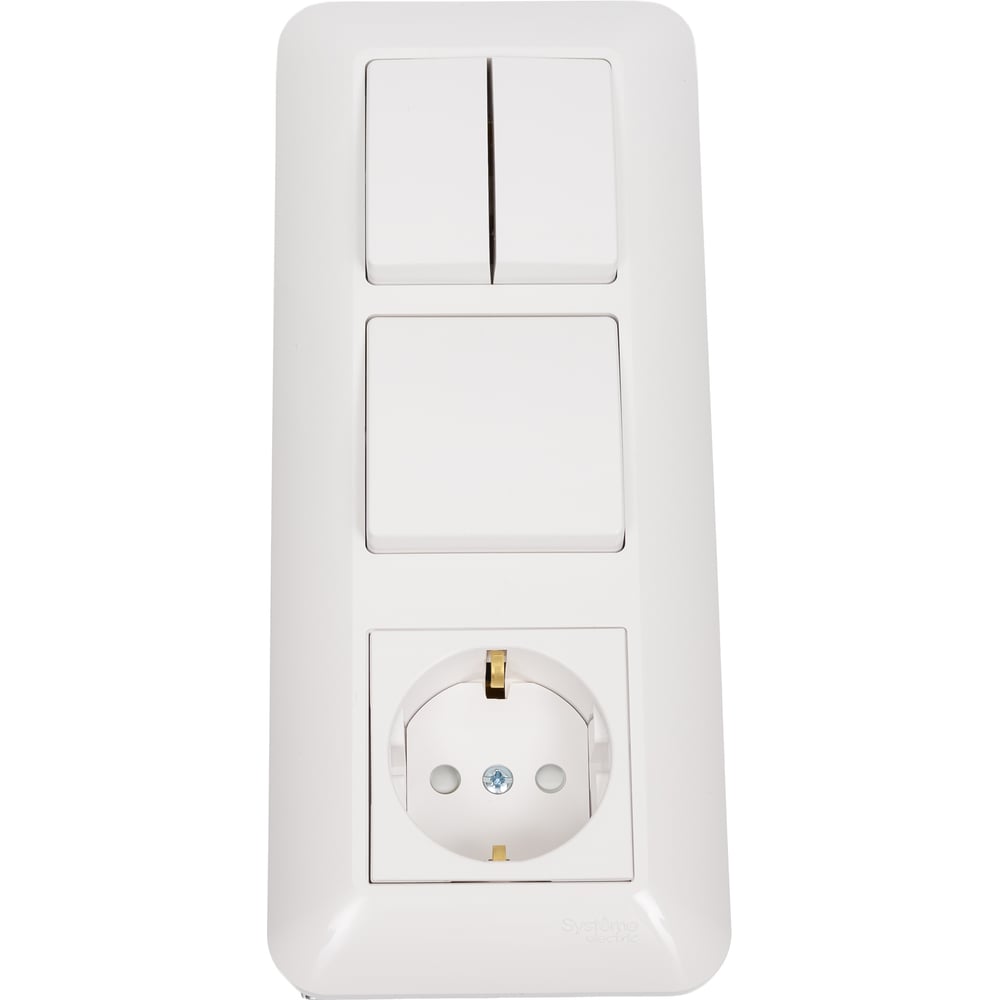 Изображение товара Блок розетки с заземлением и 2 выключателями Systeme Electric Blanca