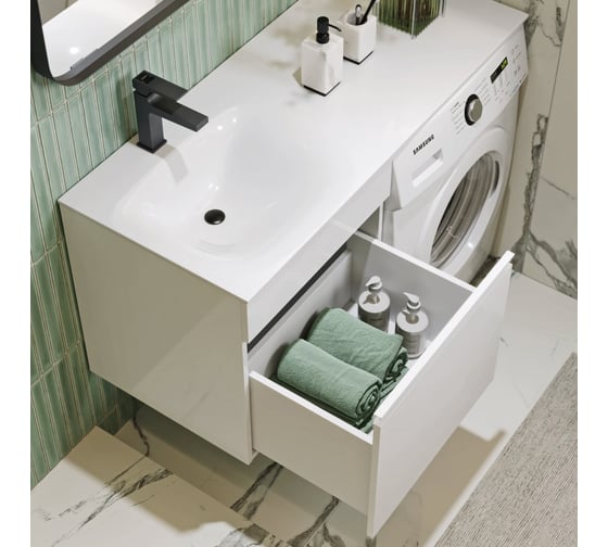 Изображение товара Подвесная тумба AQWELLA для ванной Duet для раковины 37603980 левая 53 см белая DU01051