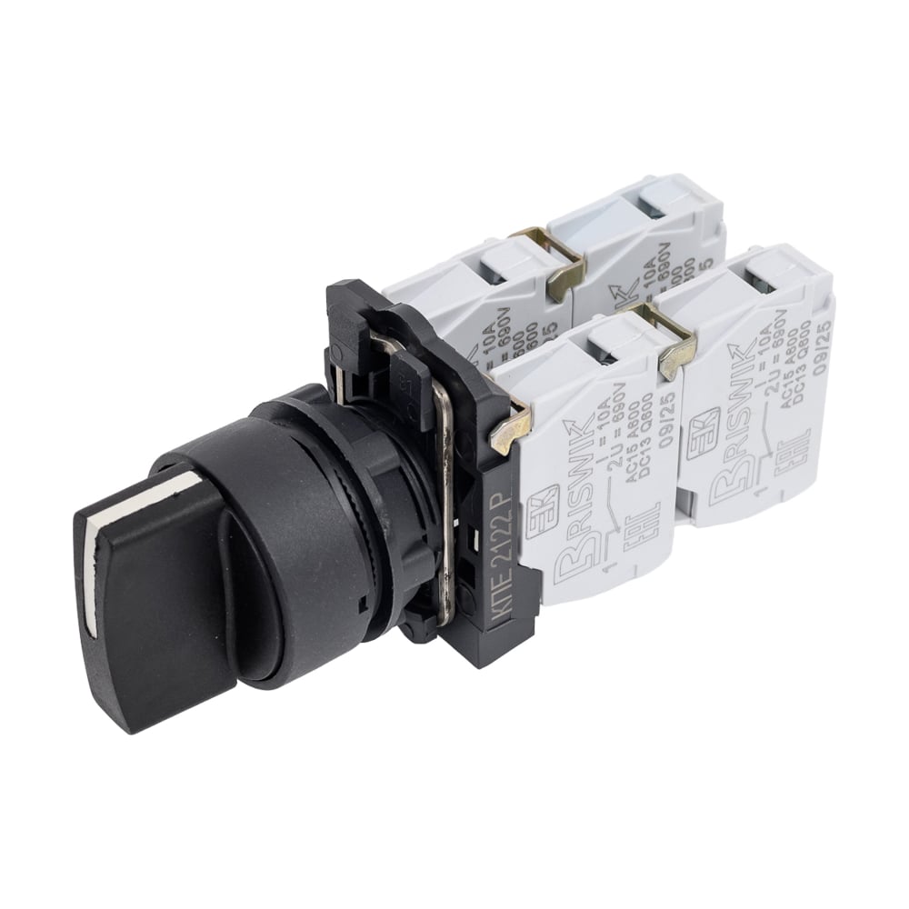 Изображение товара Переключатель Briswik КПЕ 2122 -Р черный 2но+2нз с фиксацией 3 позиции IP40