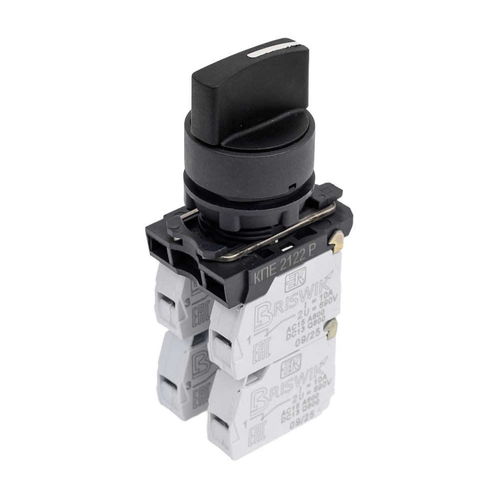 Изображение товара Переключатель Briswik КПЕ 2122 -Р черный 2но+2нз с фиксацией 3 позиции IP40