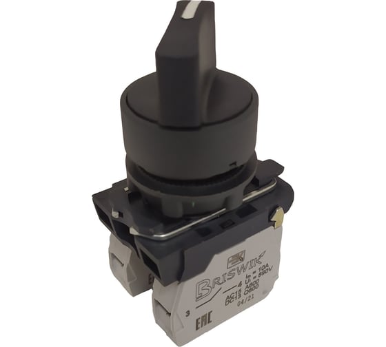 Изображение товара Переключатель Briswik КПЕ 1511 -Р черный 1но+1нз Ручка с фикс 2-поз IP54 AB-VB-4Ai-0121