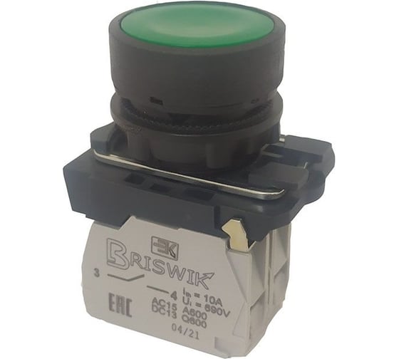 Изображение товара Выключатель Briswik КМЕ 4610м зеленый, IP65, УХЛ2, 10А, 1но+0нз aB-DB-5Ai-0311