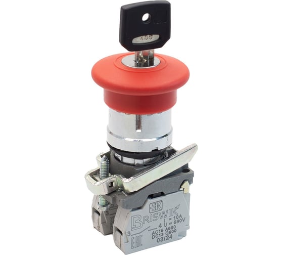 Изображение товара Выключатель Briswik КМЕ 5101м -КС красный, IP40, УХЛ2, 10А, 0но+1нз aD-PV-0Ai-0212