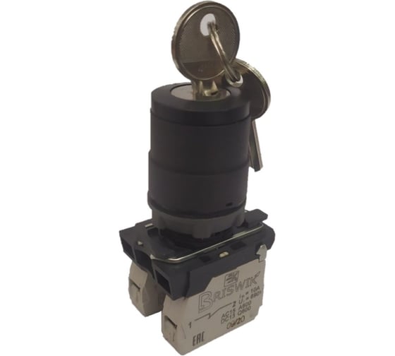 Изображение товара Переключатель Briswik КПЕ 1120 -К черный 2но+0нз Ручка с фикс 2-поз IP40 AB-YB-0Ai-0122