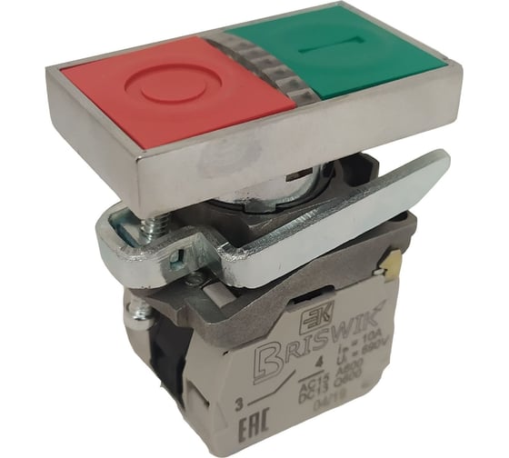 Изображение товара Выключатель Briswik КМЕ 8111м -ЛС 220В зел-красн IP40 УХЛ3 10А 1но+1нз aD-GB-0Ai-7621
