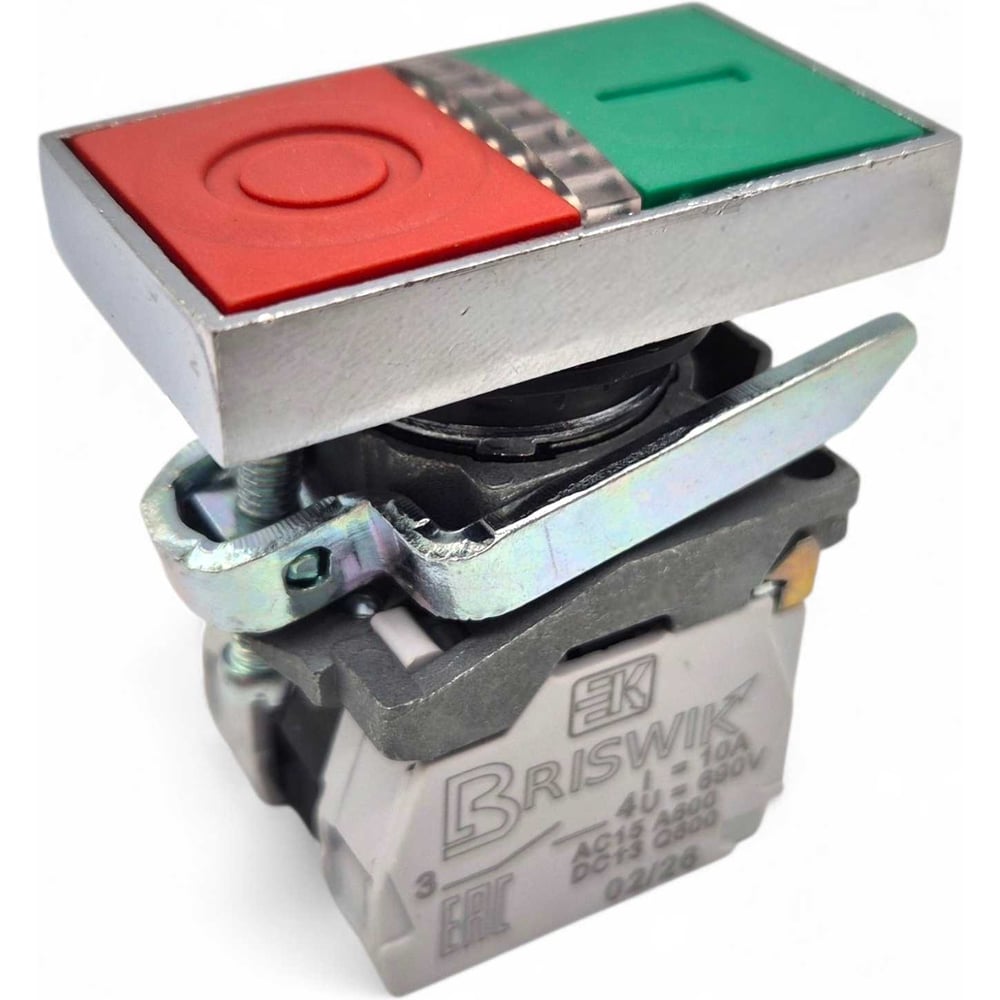 Изображение товара Выключатель Briswik КМЕ 8111м -ЛС 24В зел-красн IP40 УХЛ3 10А 1но+1нз aD-GB-0Ai-3621