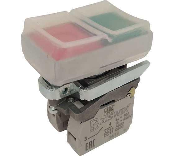 Изображение товара Выключатель Briswik КМЕ 8211м -ЛС 24В зел-красн IP67Н УХЛ2 10А 1но+1нз aD-GB-3Ai-3621