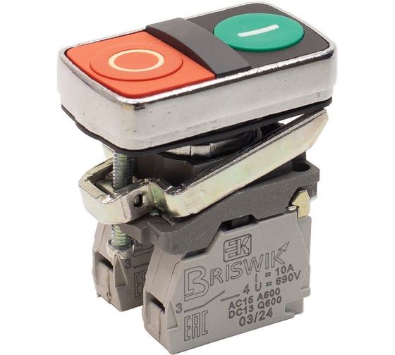 Изображение товара Выключатель Briswik КМЕ 8611м -С зел-красн IP65 УХЛ3 10А 1но+1нз aD-FB-5Ai-0621