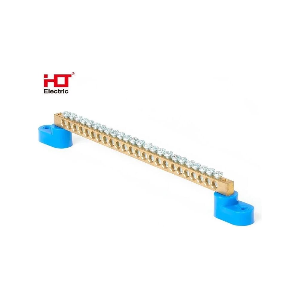 Изображение товара Шина HLT N, ноль, на двух угловых изоляторах, ШНИ-6x9-24-У2-синий 10 штук/упаковка 081-01-11