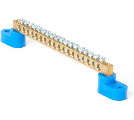 Изображение товара Шина HLT N, ноль, на двух угловых изоляторах, ШНИ-6x9-18-У2-синий 10 штук/упаковка 081-01-08