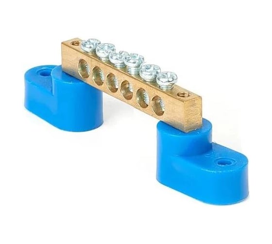 Изображение товара Шина HLT N, ноль, на двух угловых изоляторах, ШНИ-8x12-4-У2-синий 10 штук/упаковка 081-01-20