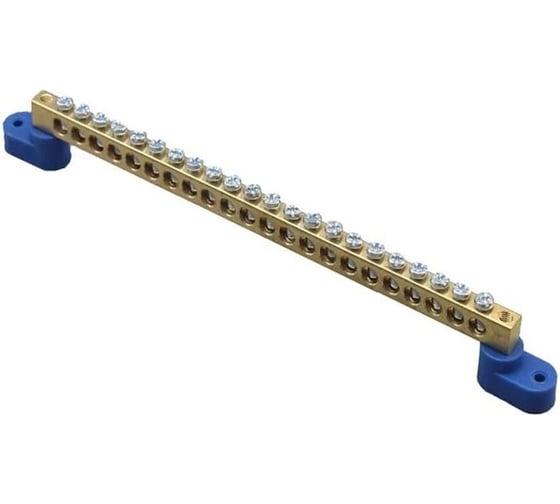 Изображение товара Шина HLT N, ноль, на двух угловых изоляторах, ШНИ-8x12-22-У2-синий 10 штук/упаковка 081-01-29