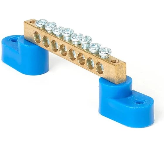 Изображение товара Шина HLT N, ноль, на двух угловых изоляторах, ШНИ-6x9-8-У2-синий 10 штук/упаковка 081-01-03