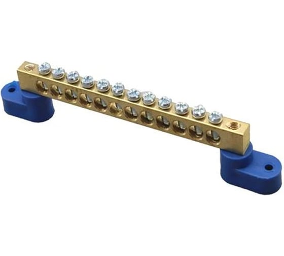 Изображение товара Шина HLT N, ноль, на двух угловых изоляторах, ШНИ-8x12-12-У2-синий 10 штук/упаковка 081-01-24