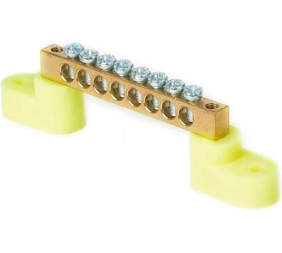 Изображение товара Шина HLT PE, земля, на двух угловых изоляторах, ШНИ-8x12-8-У2-желтый 10 штук/упаковка 081-01-62