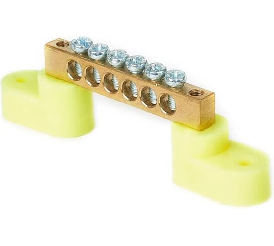 Изображение товара Шина HLT PE, земля, на двух угловых изоляторах, ШНИ-8x12-6-У2-желтый 10 штук/упаковка 081-01-61