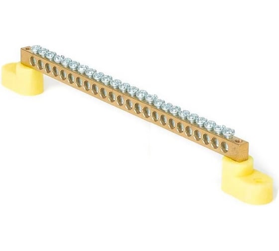 Изображение товара Шина HLT PE, земля, на двух угловых изоляторах, ШНИ-8x12-24-У2-желтый 10 штук/упаковка 081-01-70