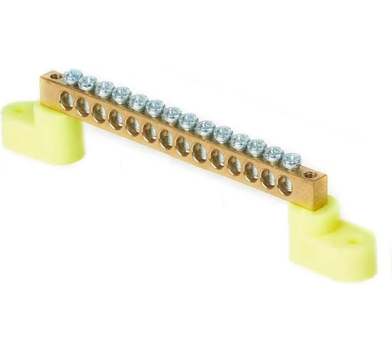 Изображение товара Шина HLT PE, земля, на двух угловых изоляторах, ШНИ-8x12-14-У2-желтый 10 штук/упаковка 081-01-65