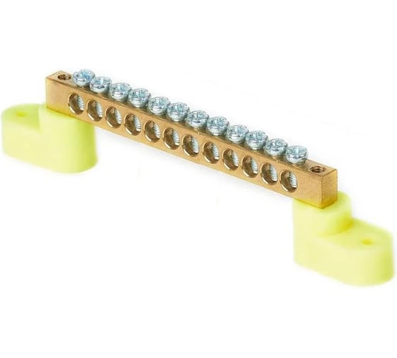 Изображение товара Шина HLT PE, земля, на двух угловых изоляторах, ШНИ-8x12-12-У2-желтый 10 штук/упаковка 081-01-64