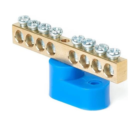 Изображение товара Шина HLT N, ноль, на одном угловом изоляторе, ШНИ-6x9-8-У1-синий 10 штук/упаковка 081-01-102